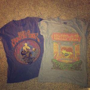 Two graphic tees, hardly worn.