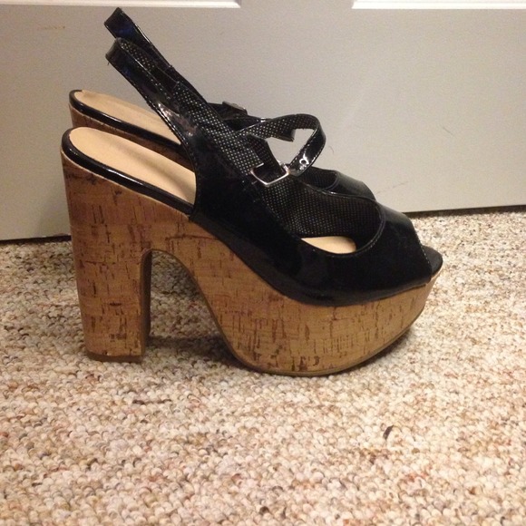 Black wedge type heels