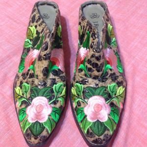 J.renee leopard print embroidered boot mule