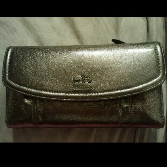 Coach silver leather wallet and Checkbook