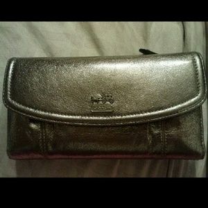 Coach silver leather wallet and Checkbook