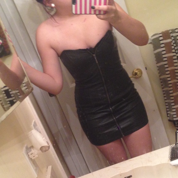 Faux leather dress