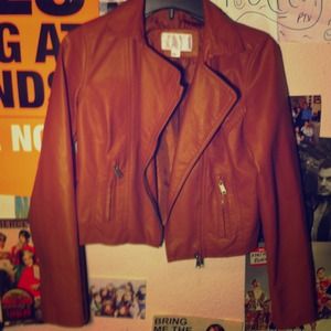 Camel brown leather jacket