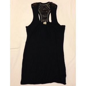 Long black racerback tank w/ stud design on back