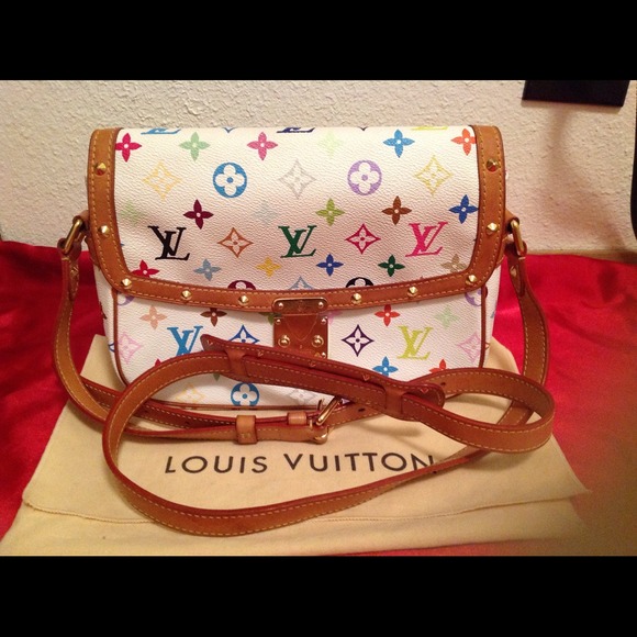 SOLD Auth Louis Vuitton multicolor white Sologne