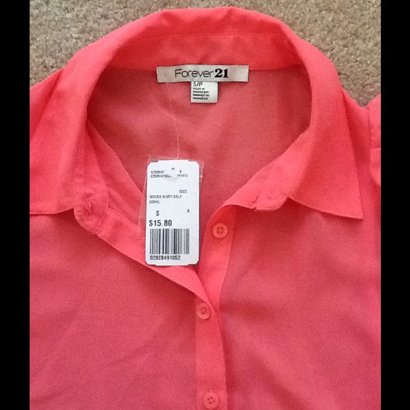 ❌SOLD IN BUNDLE❌NWT F21 sheer coral shirt - Picture 3 of 3