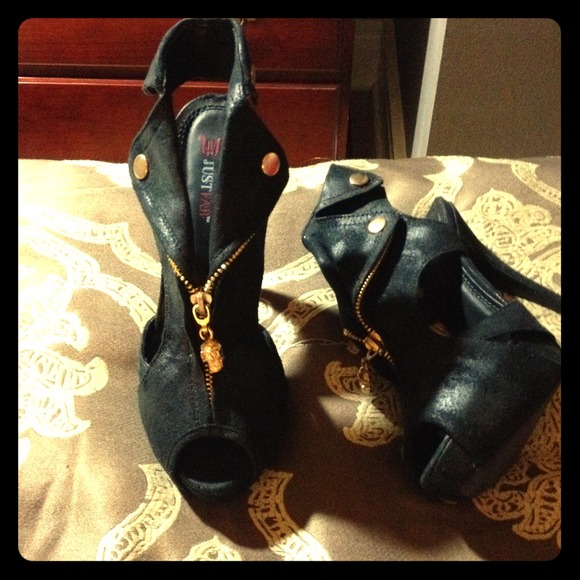 Leather jacket inspired black high heels.