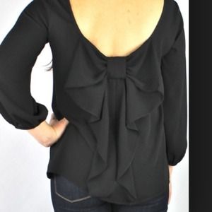 Black bow back blouse