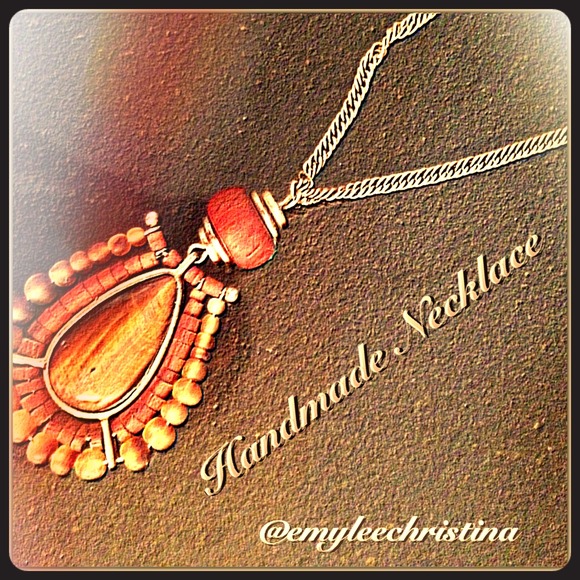 Beautiful HandMade necklace w/ leather strap