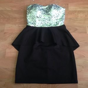 Silver Sequin Peplum Dress!
