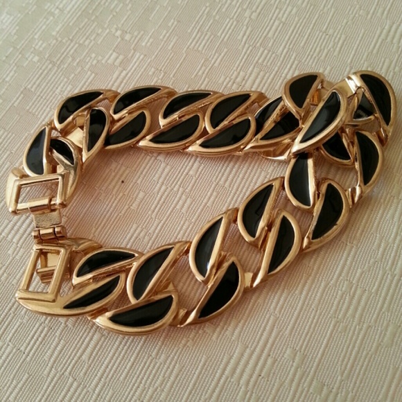 Black and gold tennis bracelet