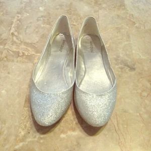 Silver ballet flats