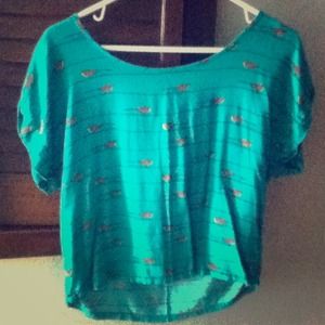 Green Birdy Crop Top