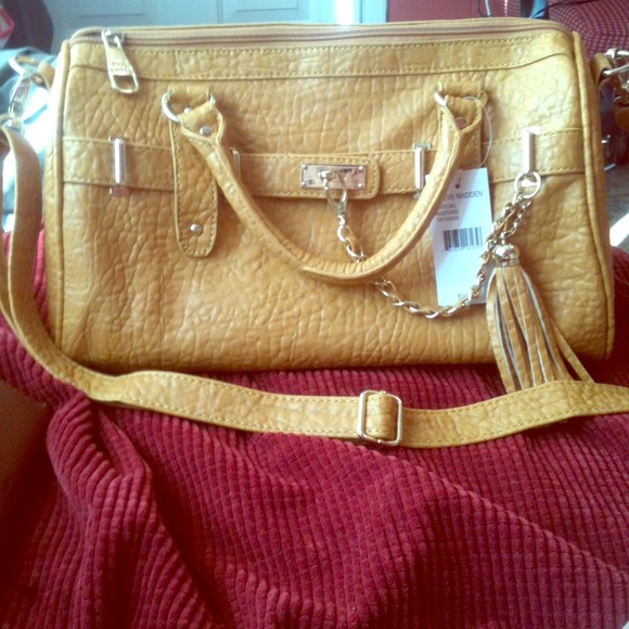 Steve Madden mustard bubble satchel.