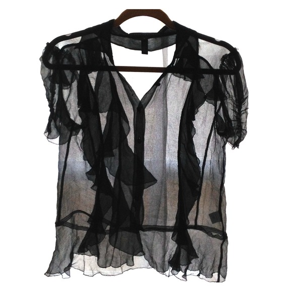 Robert Rodriguez sheer silk black blouse