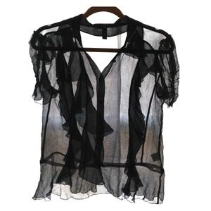 Robert Rodriguez sheer silk black blouse