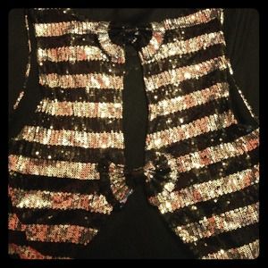 Sexy sequin open back shirt with bows!