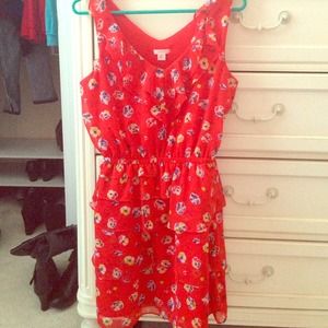 Red floral dress