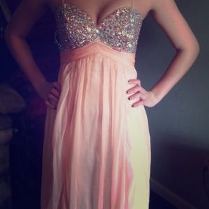 ONE DAY SALE Light pink sheer prom dress w/ bling