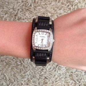 Black Leather authentic fossil watch