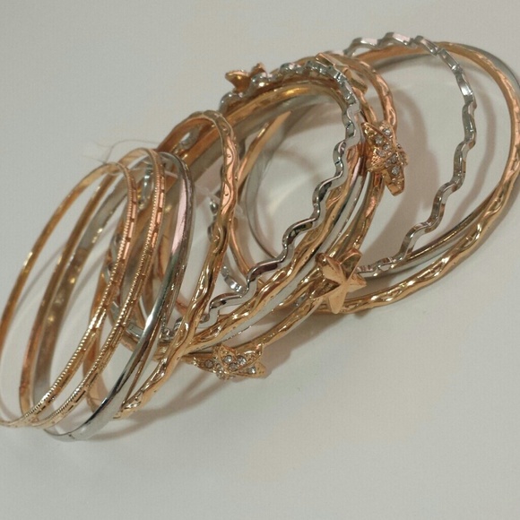 BUNDLED Gold & Silver Bangle Bracelet Set