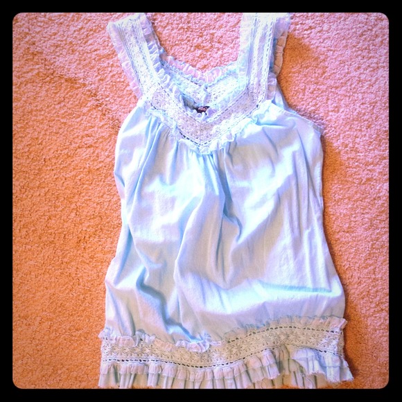 Girly Light Blue Linen Top 😇