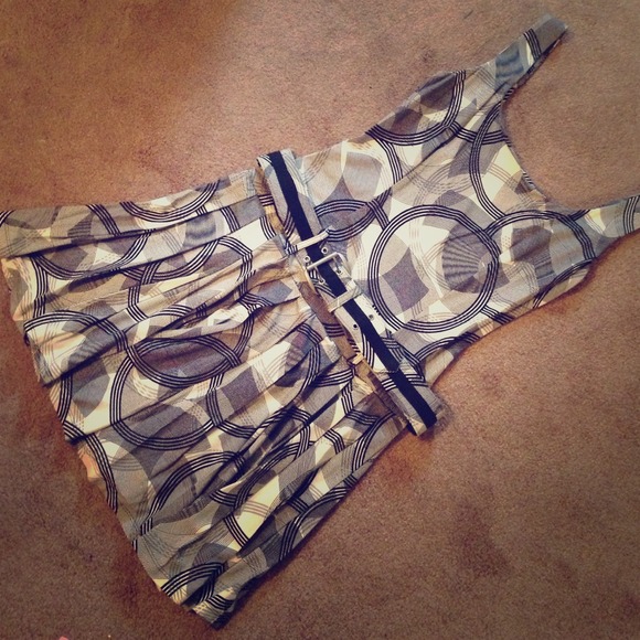 ABS pleated, belted skirt dress - Picture 1 of 2