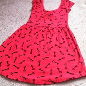 Red key printed dress