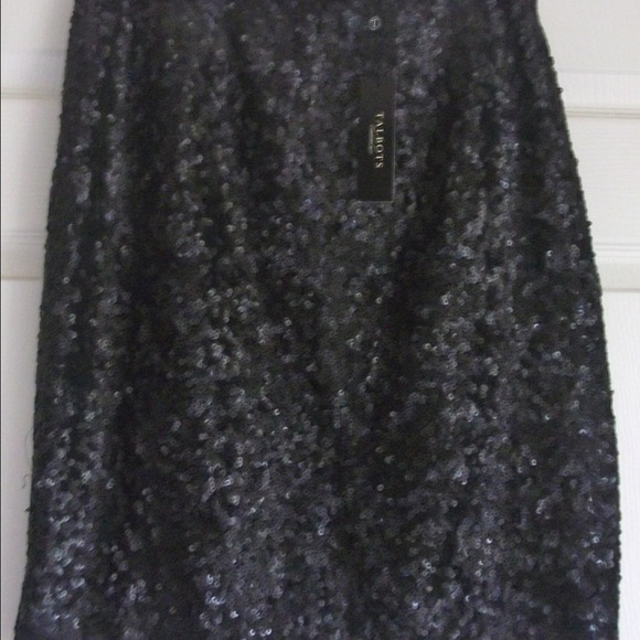 NWT Talbots Sequin Black Skirt, Size 10P
