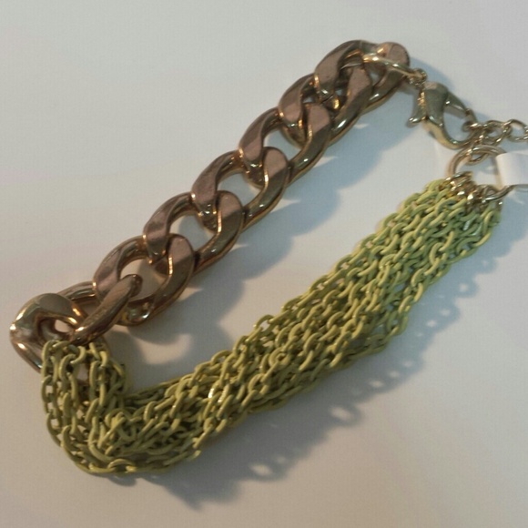 BUNDLED Gold and Green Chain Bracelet