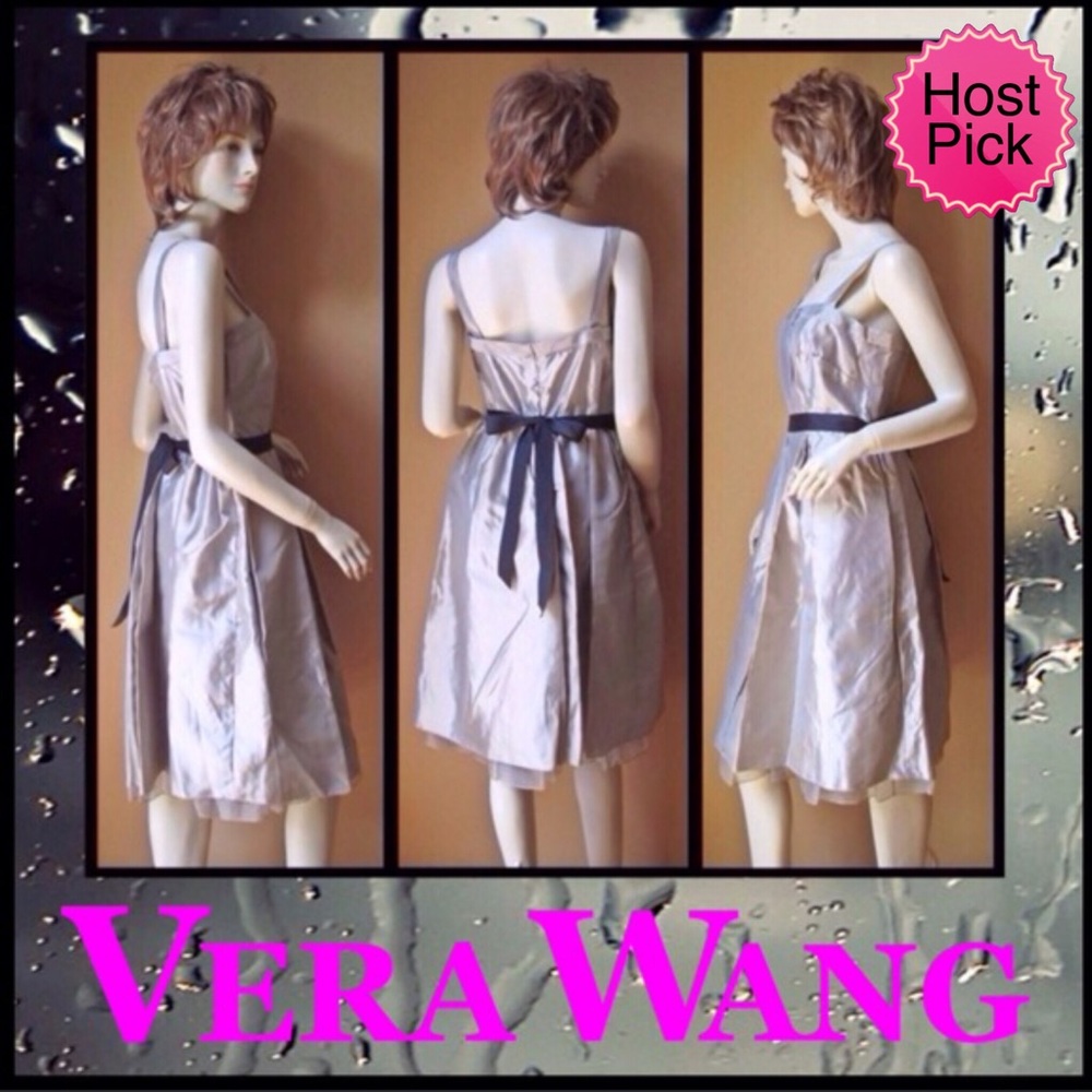 Vera Wang Silver Pewter Lame' knee length Dress