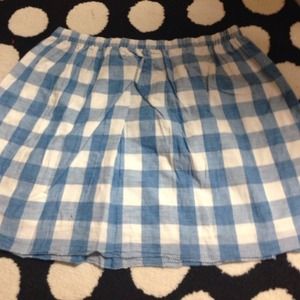 Jcrew gingham blue and white skirt