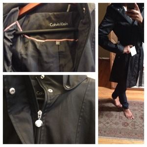 Calvin Klein black hooded raincoat