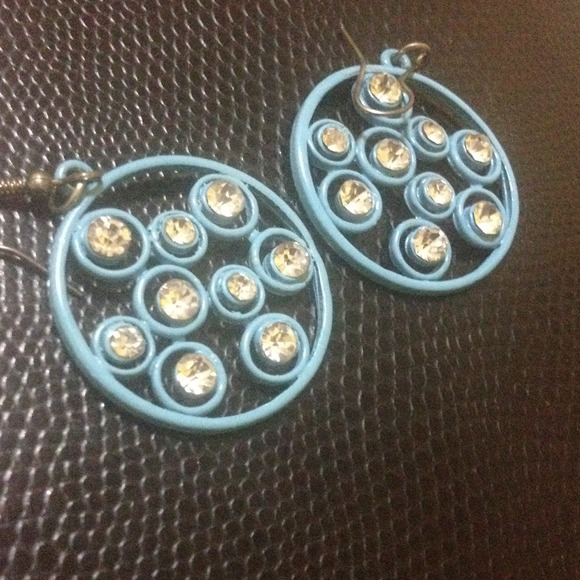Blue circle earrings