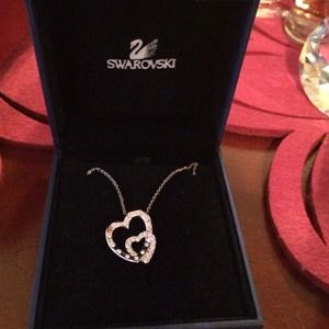 Swarovski dual heart necklace