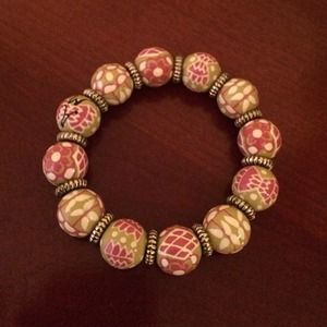 Angela Moore tan and pink bracelet