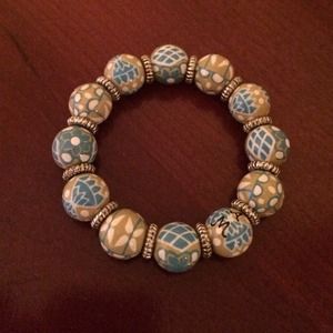 Angela Moore tan and azure blue bracelet