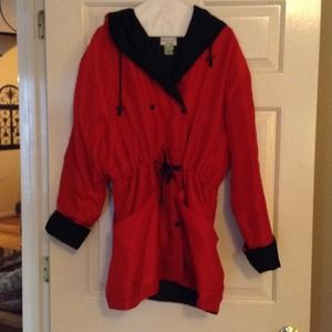 Red silk jacket with hood new price $15 Red silk jacket with hood new price $15