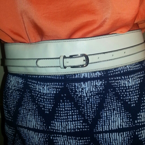 White faux leather wrap belt