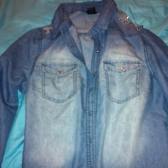 Studded jean button up.