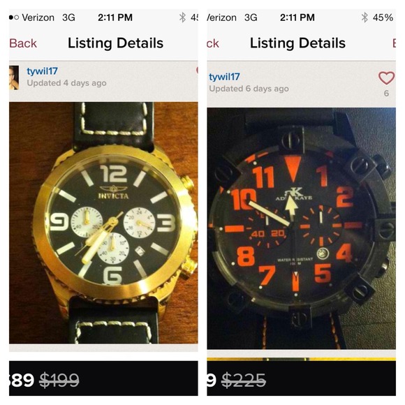 2 watches...black and gold invicta and Adee Kaye