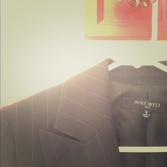 Nine West Black with Pink Pin-Stripes Blazer