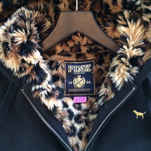 Victoria's Secret Pink faux fur bling hoodie
