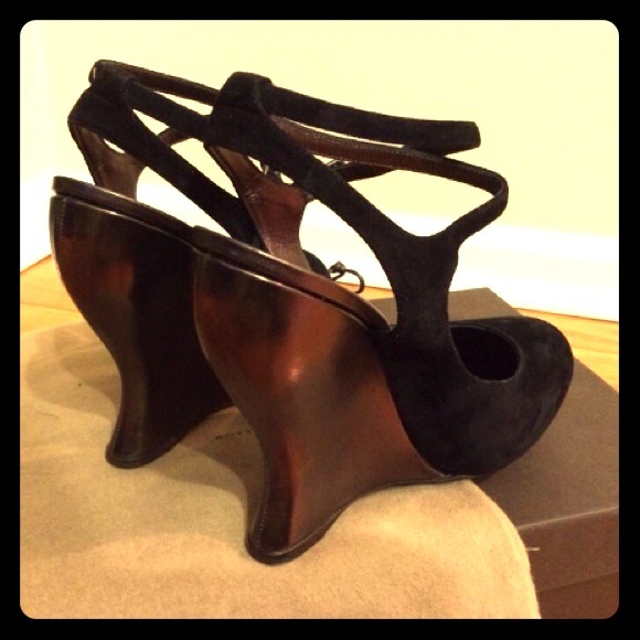 SOLD Bottega Veneta Black Suede Pump Wedge