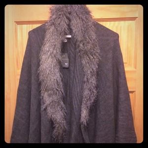 Faux Fur Knit Cape