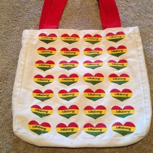 White Rasta Hearts Billabong Tote Bag