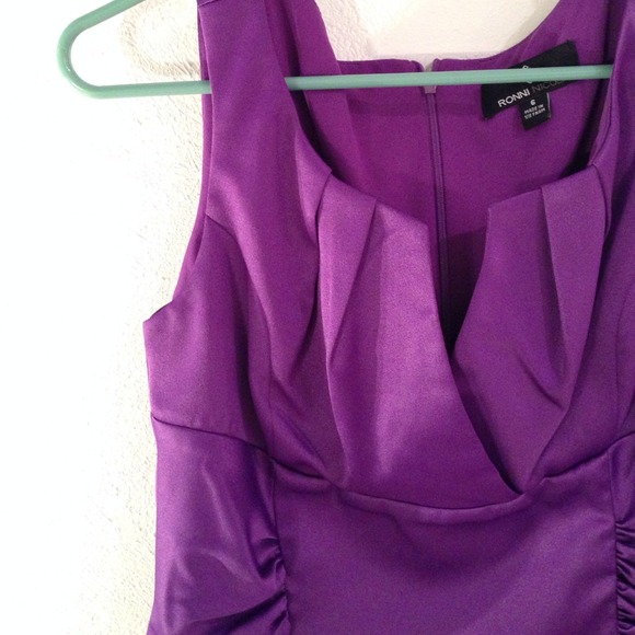 Purple knee length satin dress