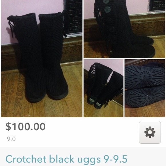 Crotchet black uggs 8-8.5