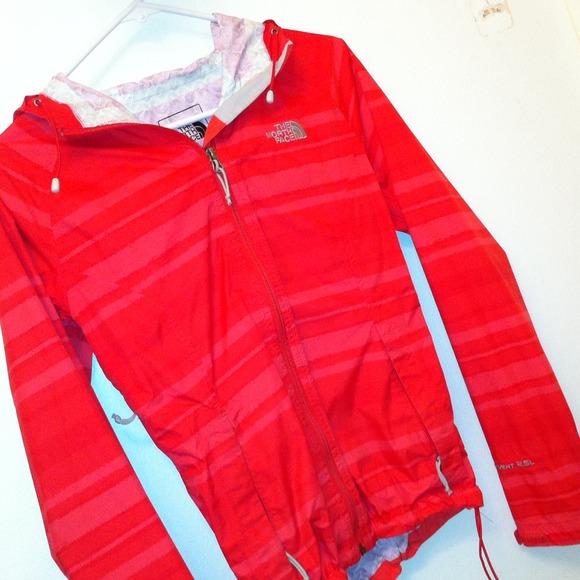 Pink stripe northface rainjacket NWOT