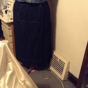 Denim maxi length skirt